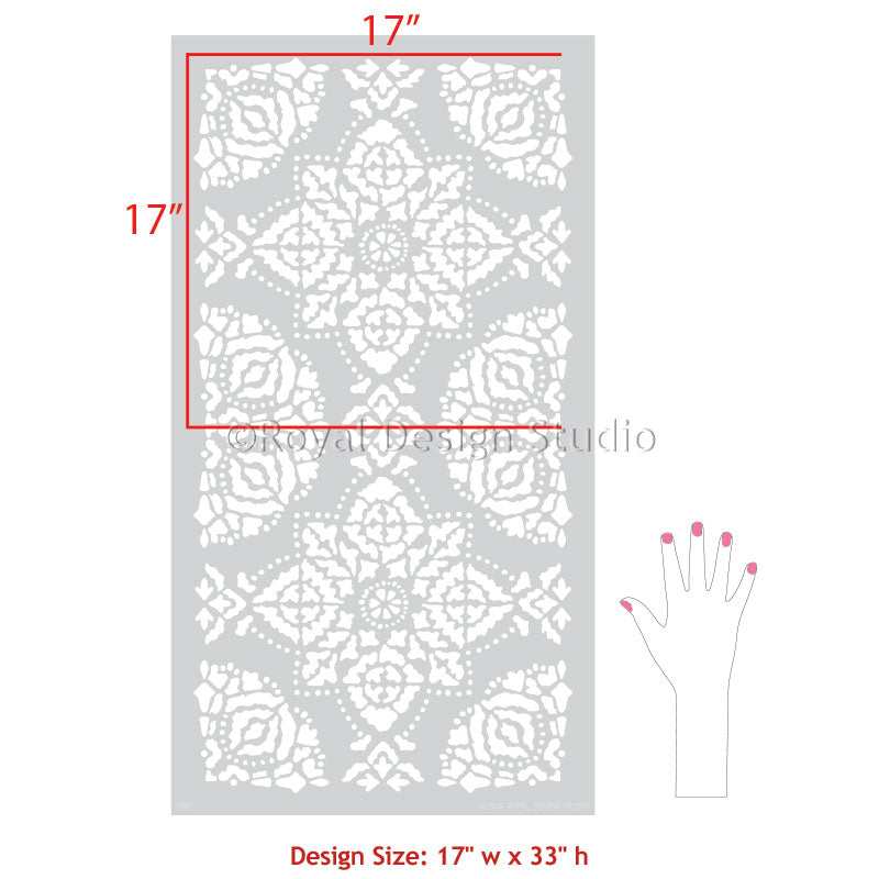 Indian Decor Turkish Decor Bohemian Decor - Large Wall Stencils for Bedroom Wallpaper Tile Pattern - Royal Design Studio
