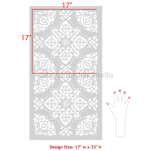 Indian Decor Turkish Decor Bohemian Decor - Large Wall Stencils for Bedroom Wallpaper Tile Pattern - Royal Design Studio