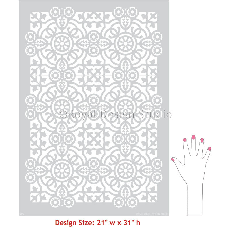 Decorative Concrete Stencils Large Floor Tile Stencils - Isabella Allover Tile Stencil - Royal Design Studio