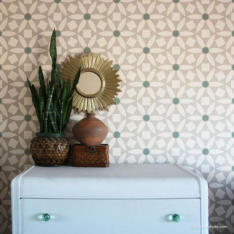 Modern Wall Art Modern Stencils - Ranae Geometric Floral Stencil from Royal Design Studio Stencils