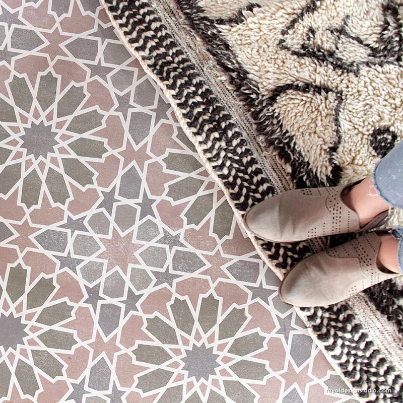 Moroccan Tiles Floor Stencils for Painting - Kasbah Tile Stencil from Royal Design Studio Stencils