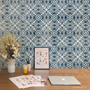 Abstract Wall Art Modern Tile Pattern - Amaranth Tile Stencil from Royal Design Studio Stencils