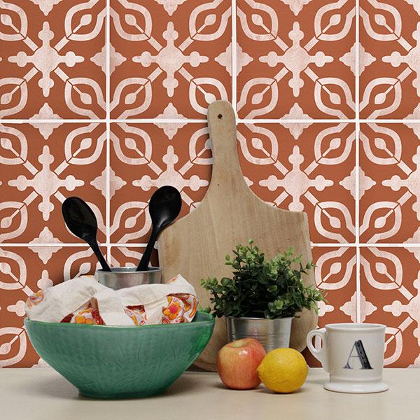 DIY Backsplash Tile Pattern Boho Kitchen Design Stencils - Petra Tile Stencil from Royal Design Studio Stencils