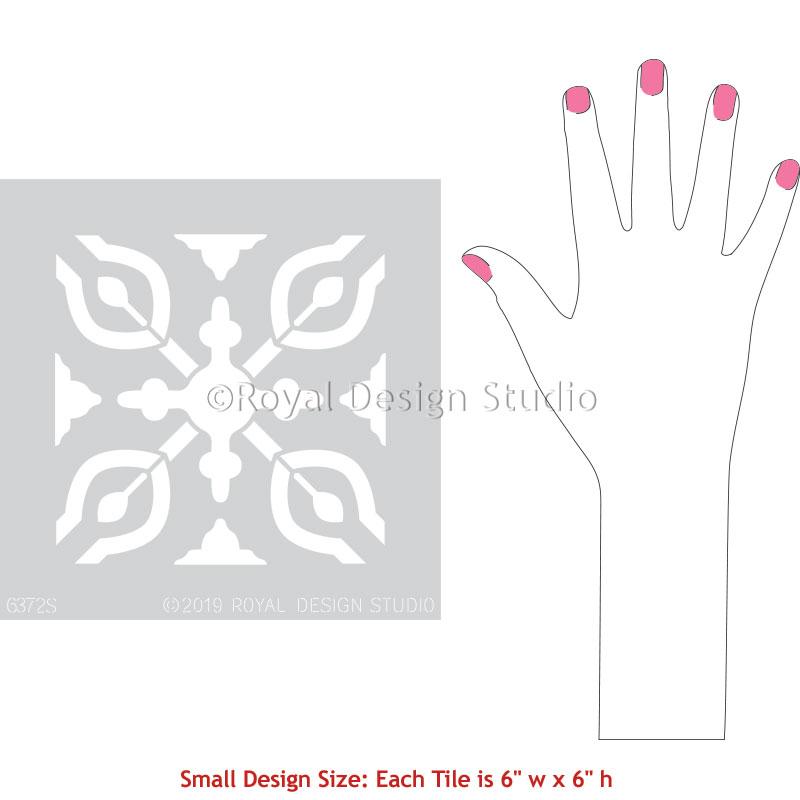 Tile Paint Stencils for Bathroom Ceramic Tile Floors - Petra Tile Stencil from Royal Design Studio Stencils