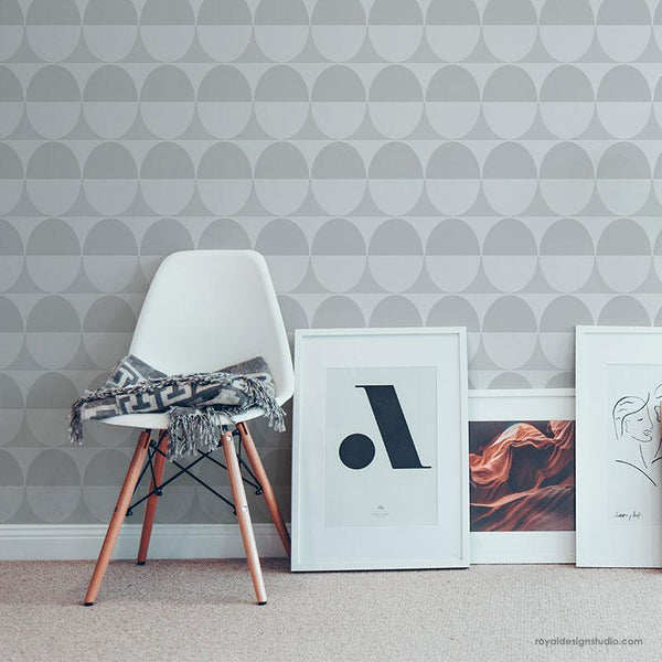 Round Circle Shapes Wall Mural Stencils for Painting - Intuition Modern Wall Stencil from Royal Design Studio Stencils