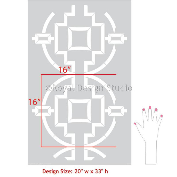 Modern Wall Paint Stencils - Geometric Wall Design Painting Stencils - Royal Design Studio