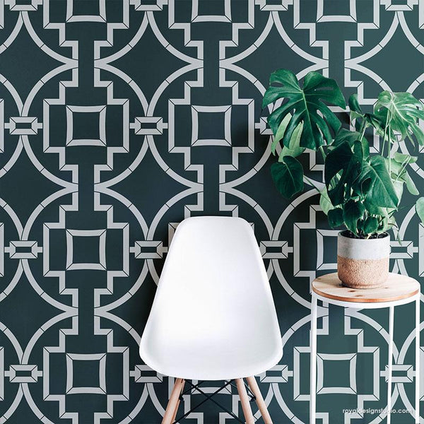 Large Stencils - Modern Wall Stencils for Painting Geometric Wallpaper Design - Royal Design Studio Stencils