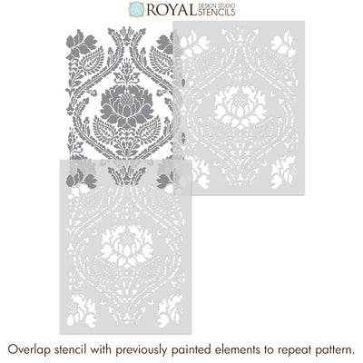 Large Floral Damask Wall Stencils for Painting DIY Wallpaper Pattern