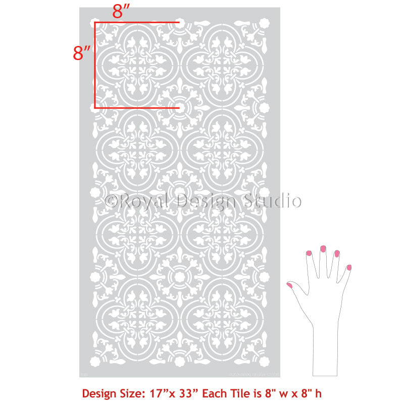 Paint Stencils for Bathroom Tiles - Floor Stencils Paint Tiles - Large Floor Tile Stencils - Royal Design Studio