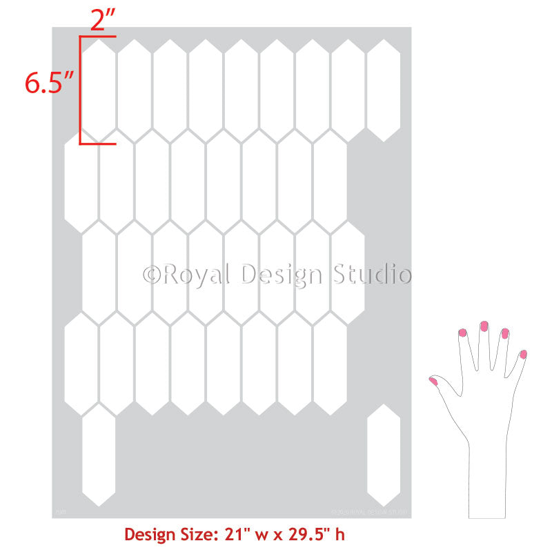 Large Stencils for Painting Bathroom Tiles and Kitchen Tile Backsplash Pattern Stencils - Royal Design Studio royaldesignstudio.com