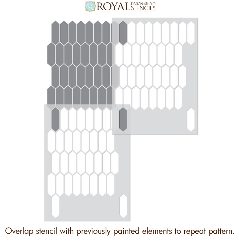 How to Stencil Tiles on Bathroom Floor or Kitchen Wall Stencils - Royal Design Studio royaldesignstudio.com 