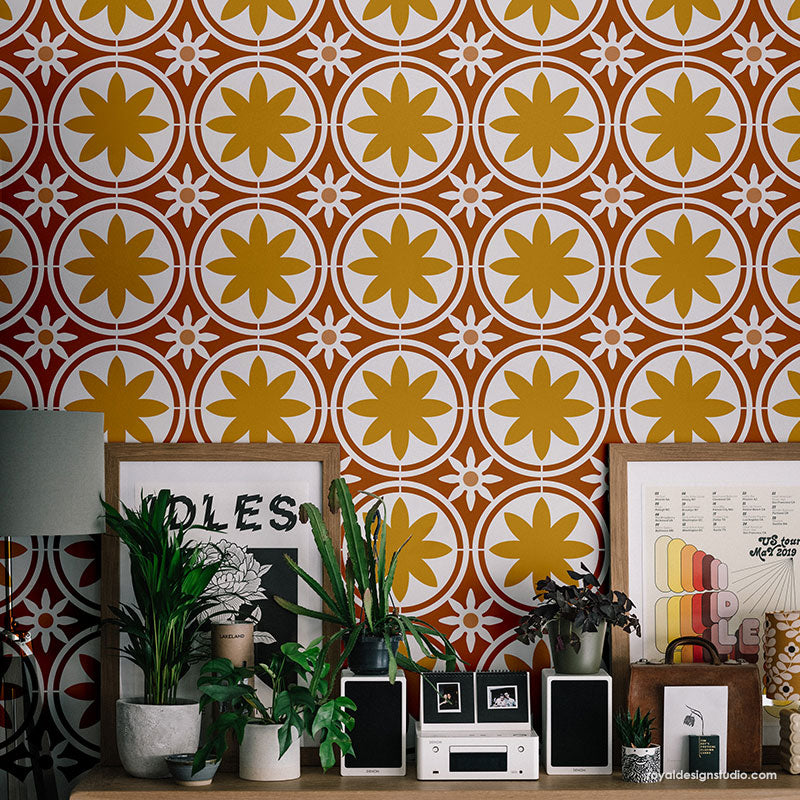 Maison Floral Tile Allover Stencil