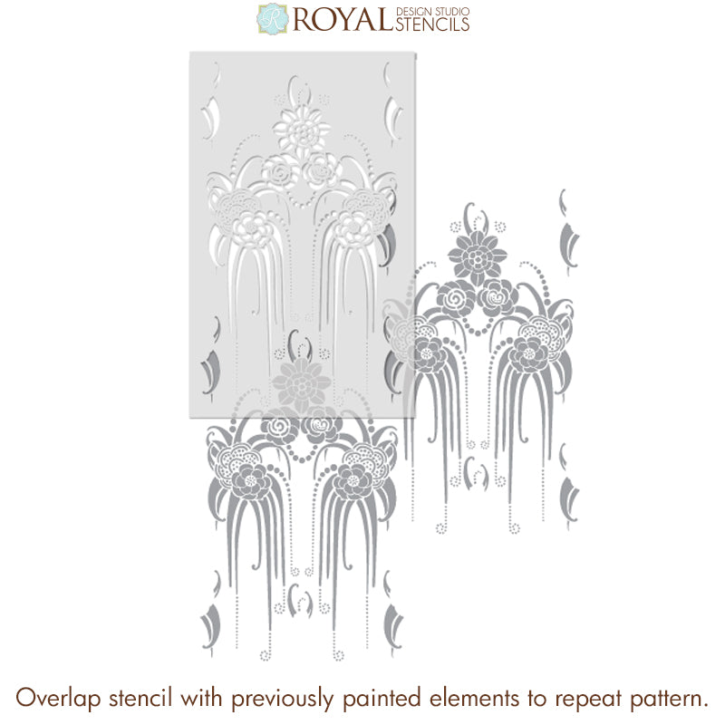 NEW! Amelie Floral Deco Wall Stencil