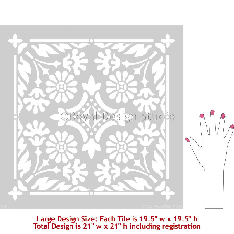 NEW! Country Floral Tile Stencil