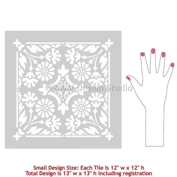 NEW! Country Floral Tile Stencil