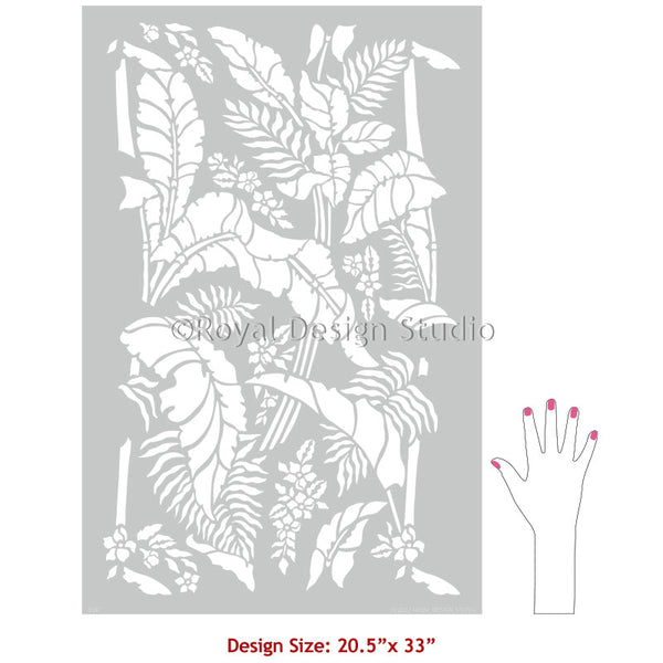 NEW! Papua Palm Forest Wall Stencil
