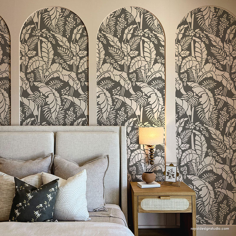 NEW! Papua Palm Forest Wall Stencil