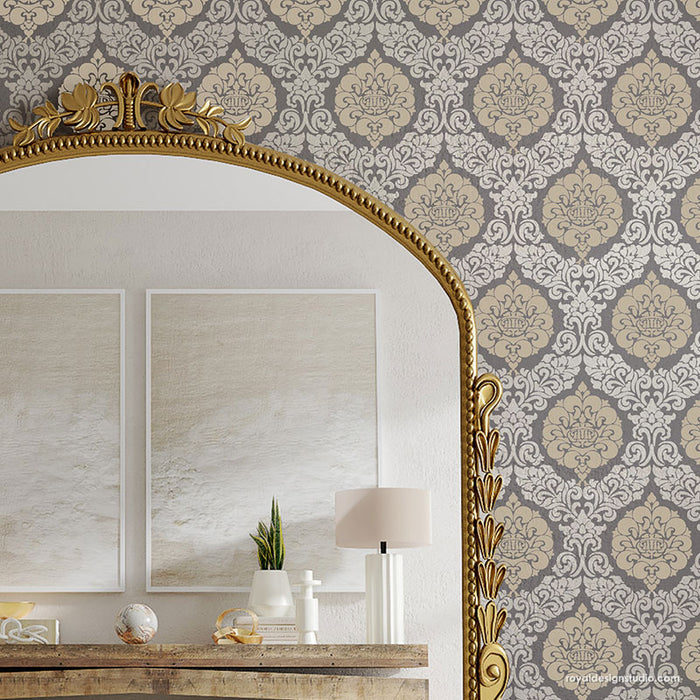Large Stencils for Painting Accent Wall - Better than Damask Wallpaper