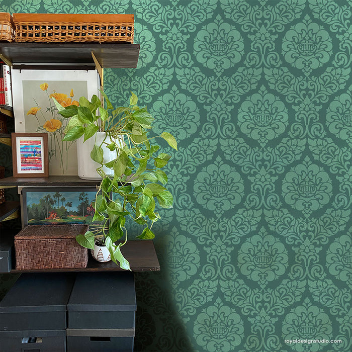 Large Stencils for Painting Accent Wall - Better than Damask Wallpaper