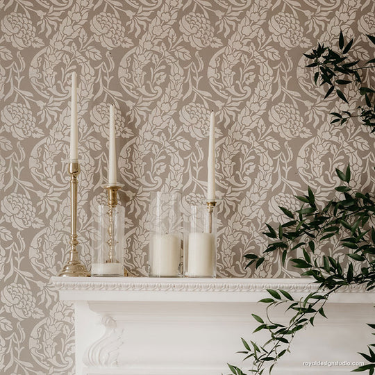 French Floral Damask Wallpaper Stencils - Large Wall Painting Stencils ...