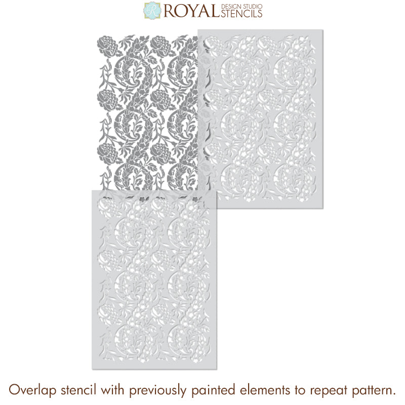 NEW! Saxony Damask Wall Stencil