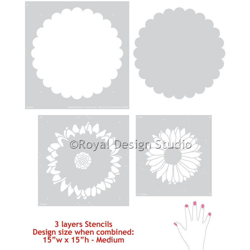 Daisy Dot Flower Wall Art Stencil Set