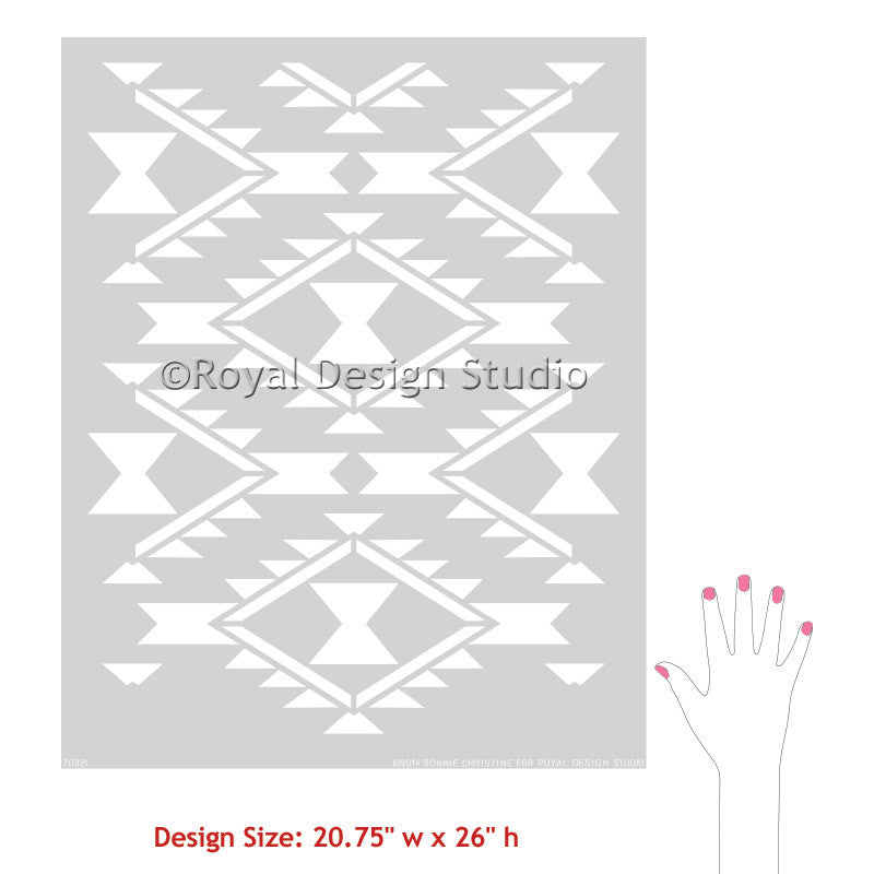 Native American Navajo Damask Furniture Stencil - Bonnie Christine native-american-navajo-damask-furniture-stencil-bonnie-christine