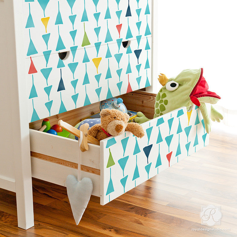 Geometric Triangles Furniture Stencils for Kids Room Decor - Royal Design Studio