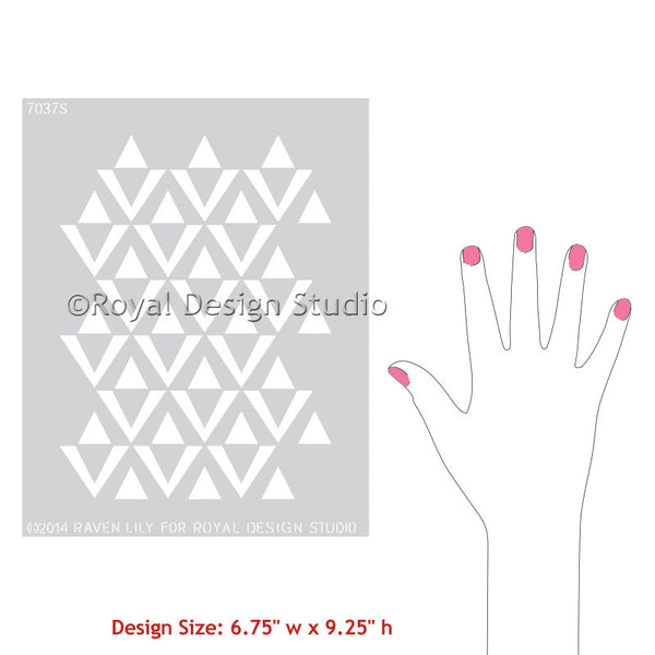 Furniture Stencils with Geometric Triangle Designs