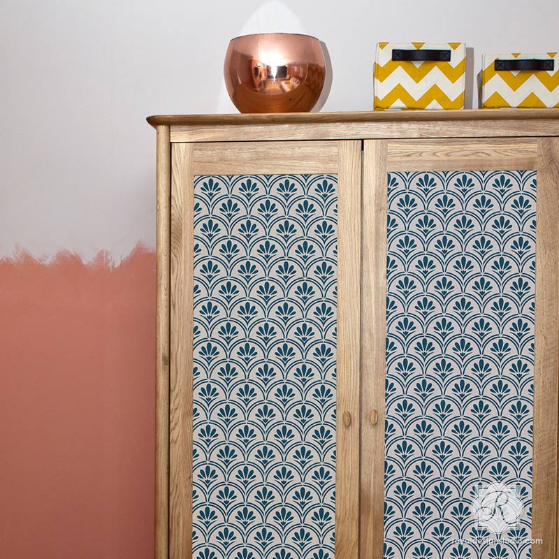 DIY Painted Furniture Stencils for Decorating - Flower Scallop African Design Stencils - Royal Design Studio