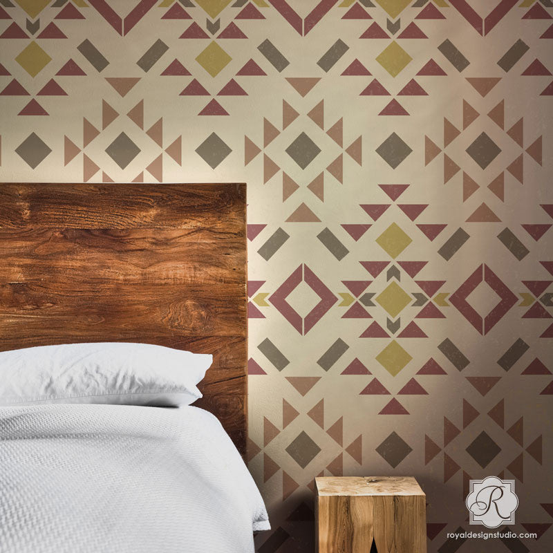 Geometric Western Designer Wallpaper Wall Stencils Royal Design Studio Stencils