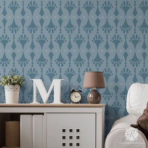 Designer Wallpaper Wall Stencils for Modern DIY Decorating Accent Wall - Royal Design Studio
