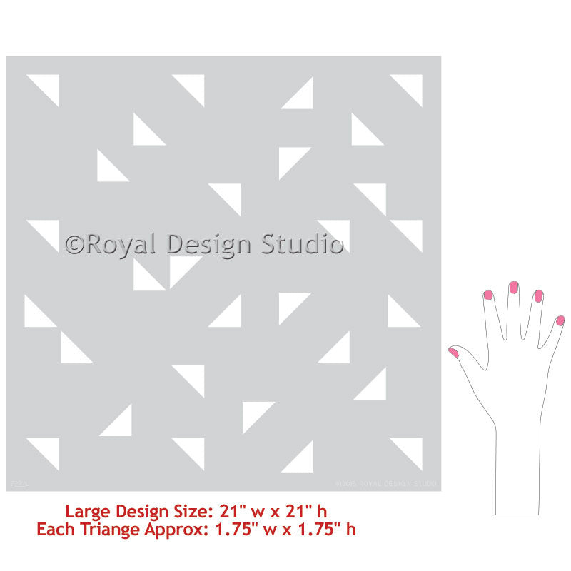 Cute Kids Room or Nursery Wall Decor Decorated with Geometric Triangle Wall Stencils - Royal Design Studio