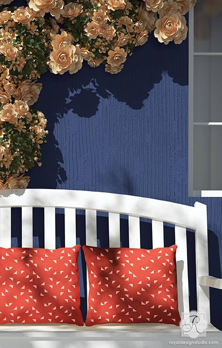 Geometric Print Stenciled on Pillows and Craft Projects with Triangle Craft Stencils - Royal Design Studio