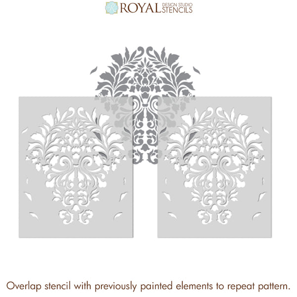 Large Damask Wallpaper Stencil | Fabric Damask Wall Stencil