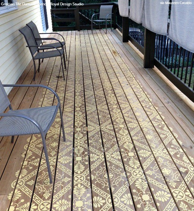 Painted Wood Patio Floor Stencils Tile Designs - Royal Design Studio Stencils