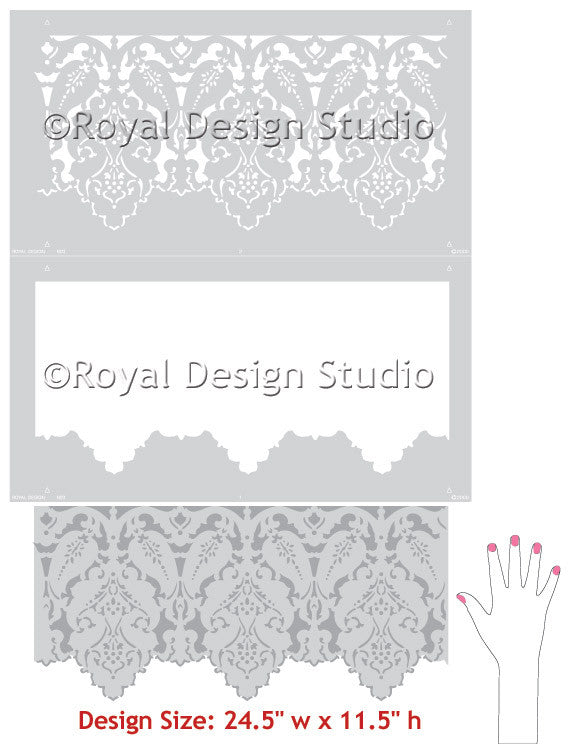 Turkish Designs Lace Border Wall Stencils - Royal Design Studio        