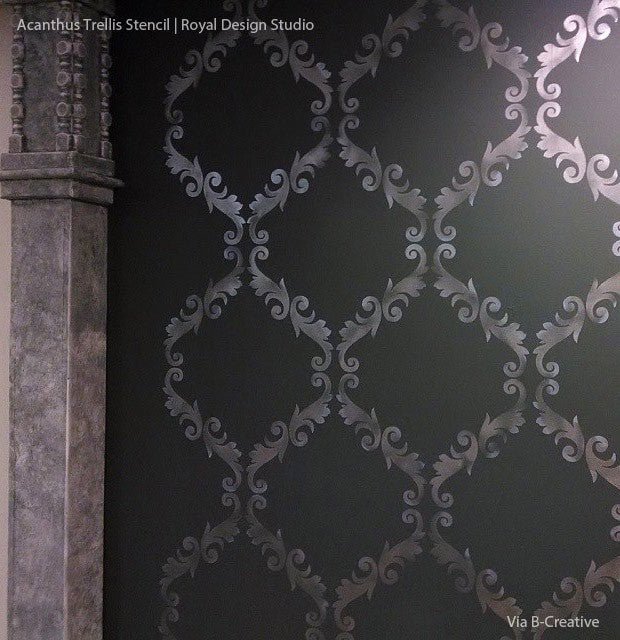 Acanthus Trellis Wall Stencil - Royal Design Studio Stencils