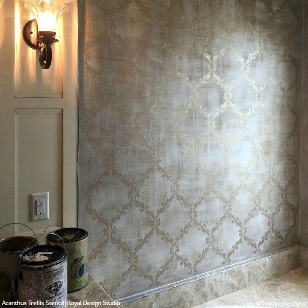 Acanthus Trellis Wall Stencil - Royal Design Studio Stencils