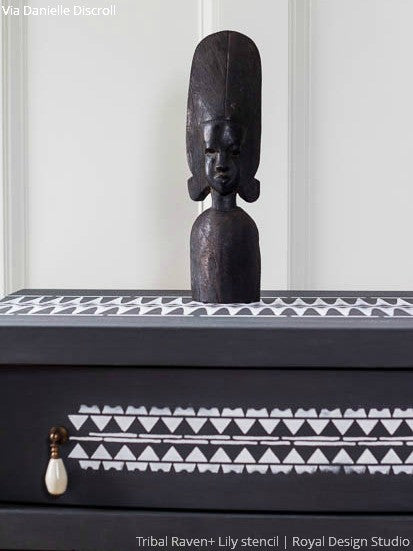 Bold Tribal Home Decor Painted with Furniture Stencils - Royal Design Studio