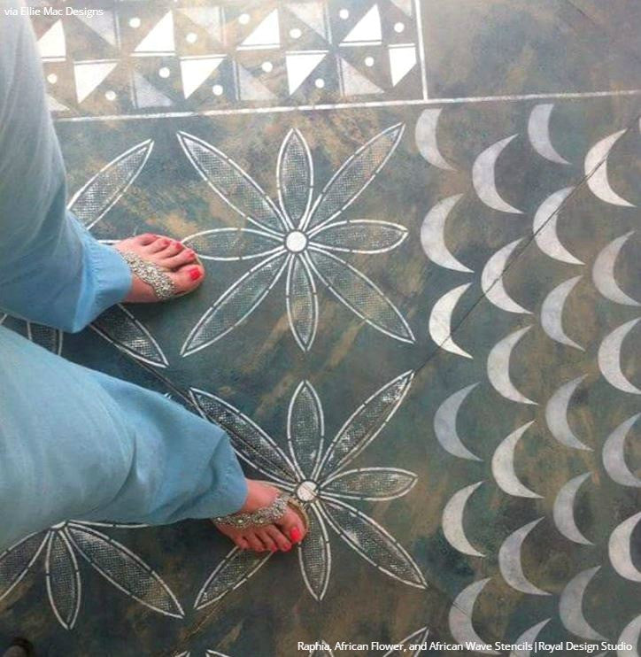 Moroccan Design Painted Concrete Floors Tribal Stencils - Royal Design Studio