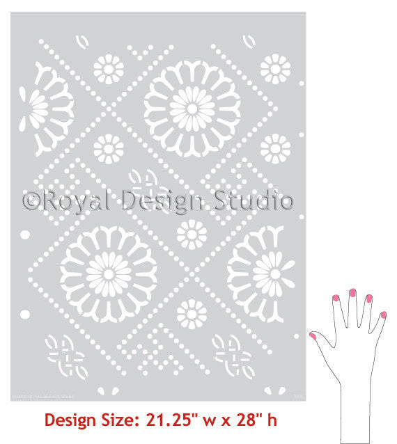 Stenciling Projects using Oriental and Asian Home Decor Designs - DIY Wallpaper Wall Stencils - Royal Design Studio