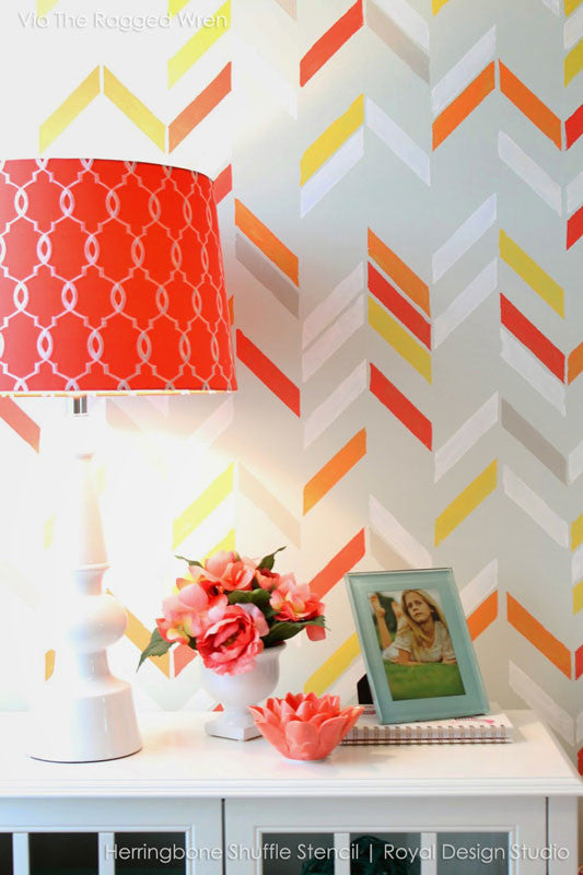 Herringbone Shuffle Wall Stencil