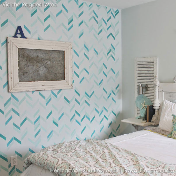 Herringbone Shuffle Wall Stencil