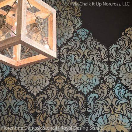 Classic and Elegant Florentine Damask Stencil Patterns for Painting Wallpaper Looks on Walls - Royal Design Studio