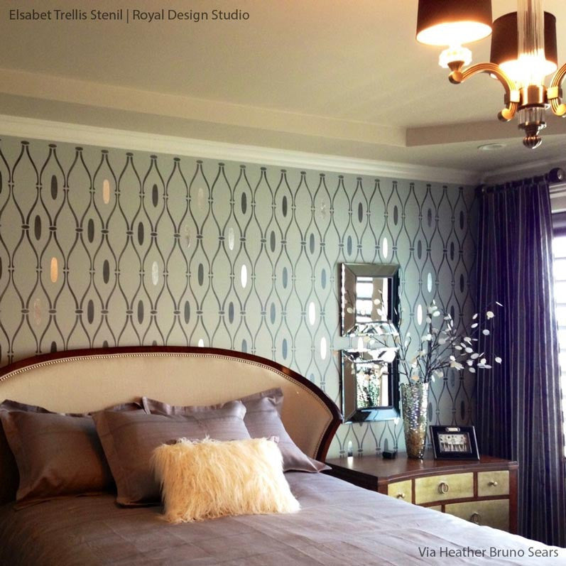 Modern Tribal Allover Trellis Wall Stencil | Elsebet Trellis | Raven+Lily Stencils | Royal Design Studio