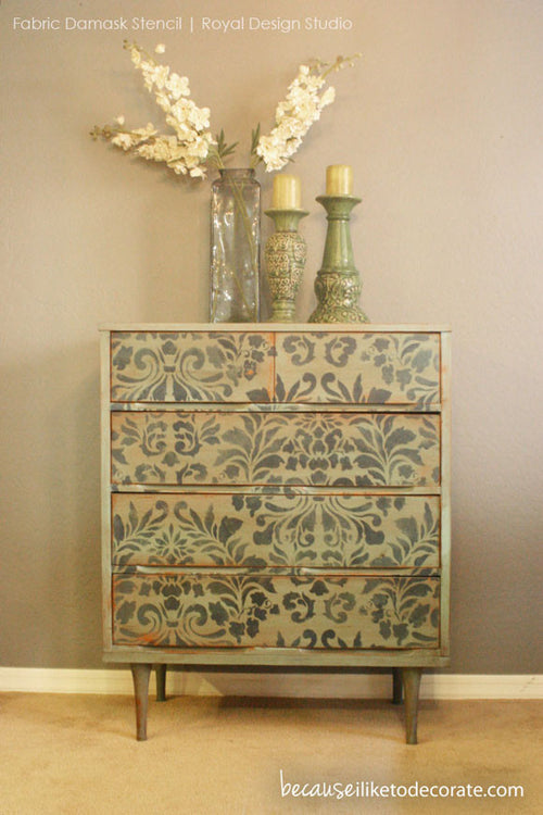 Large Damask Wallpaper Stencil | Fabric Damask Wall Stencil