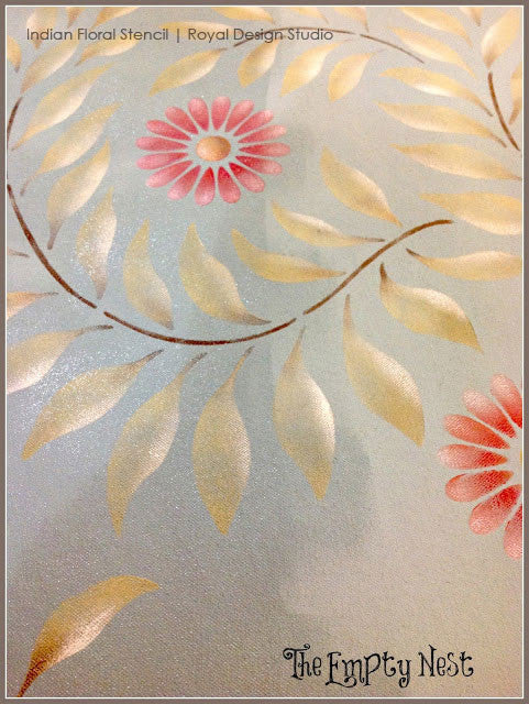 Decorate your Home with Indian Floral Wall Stencils for Swirl Flower Designs - Royal Design Studio