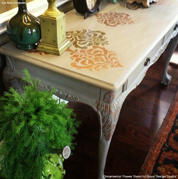 Ornamental Flower Wall Stencil