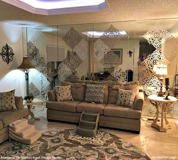 European Damask Wall Stencils for Floors & DIY Tile